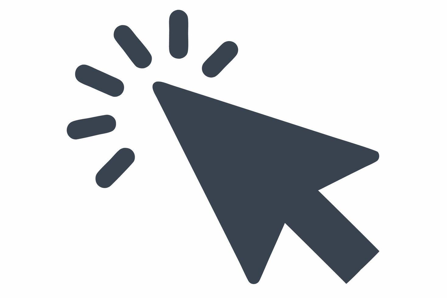 Dark Grey Click Icon Cursor with Radiating Lines pointer vector