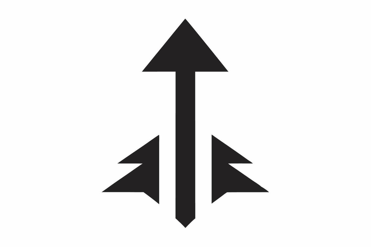 Black Upward Arrow Icon with Side Arrows Graphic up arrow vector