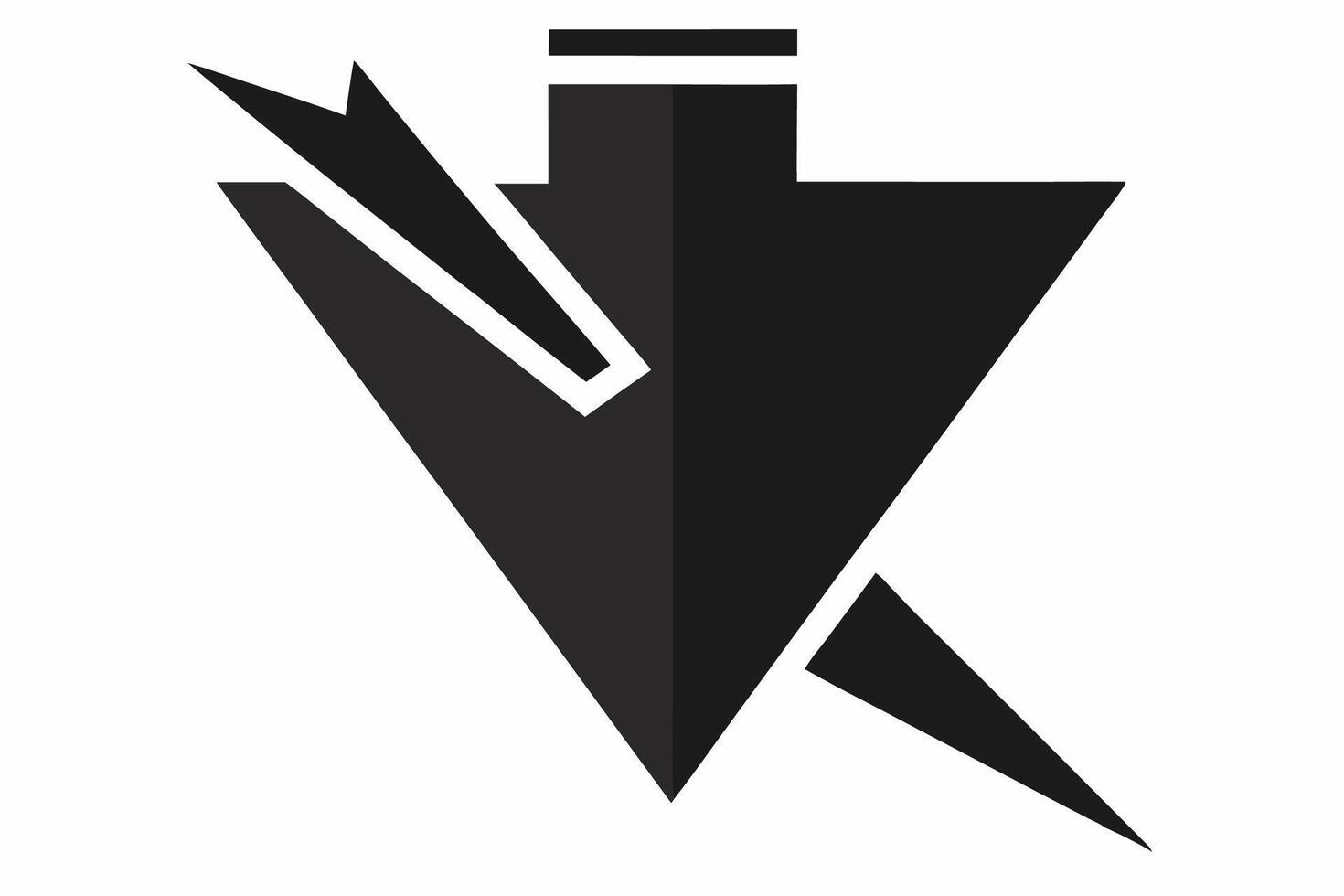 Stylized Black Downward Arrow Icon Solid Geometric Design vector