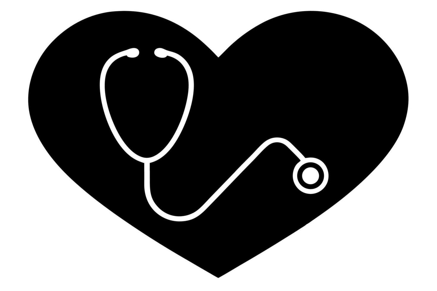 Black Heart Shape with White Stethoscope Icon medical vector
