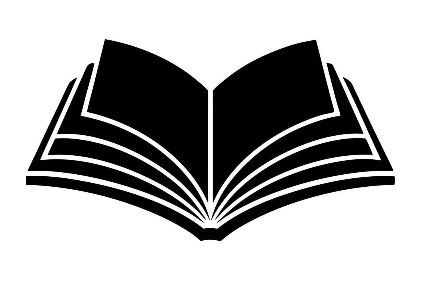 Black Minimalist Line Art Open Book Icon white vector