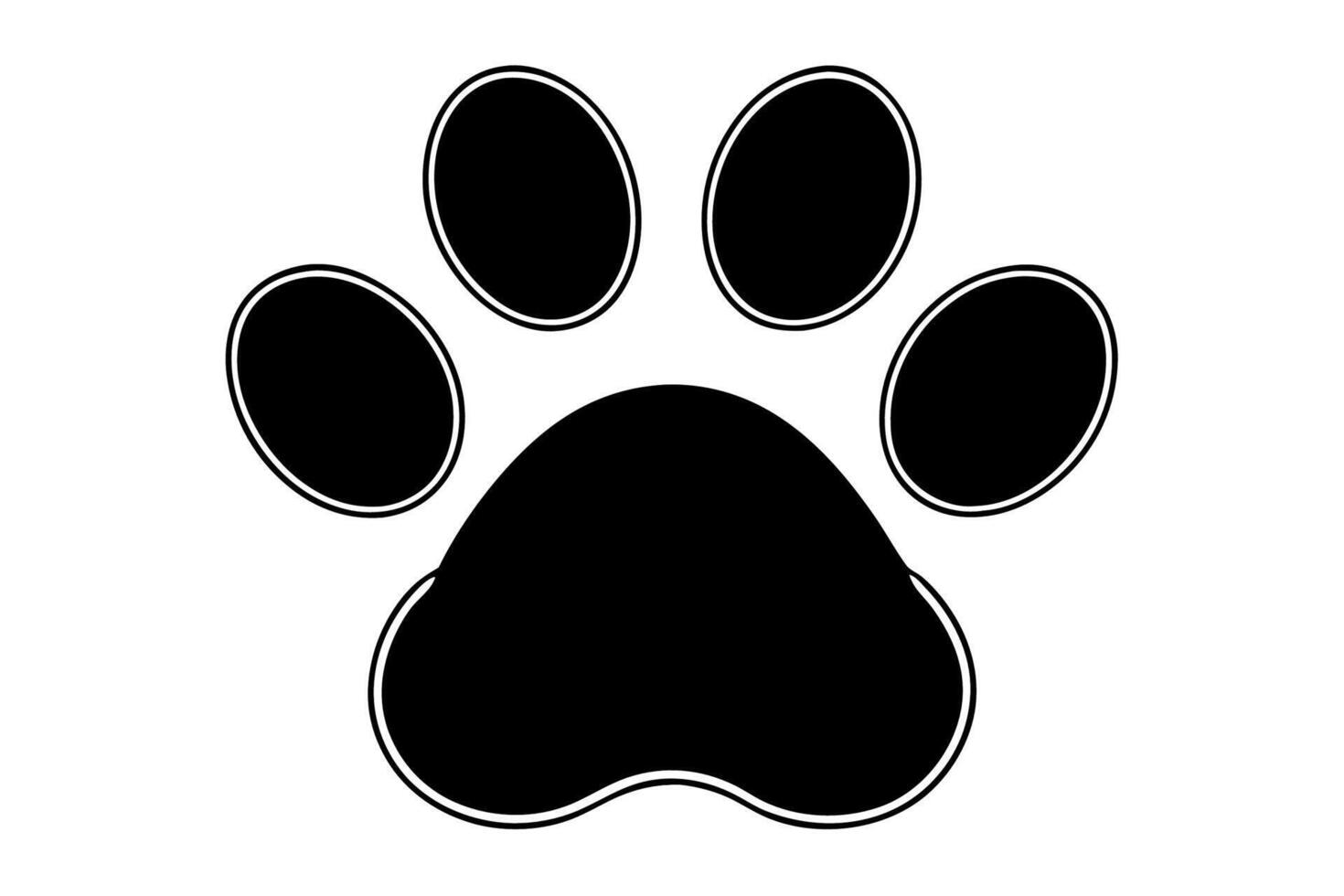 Black Paw Print Icon White Background Simple Design vector