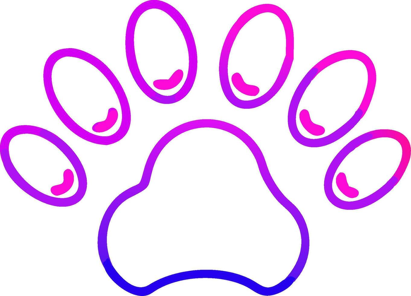 Glossy Bright Red and Purple Paw Print Icon footprint vector