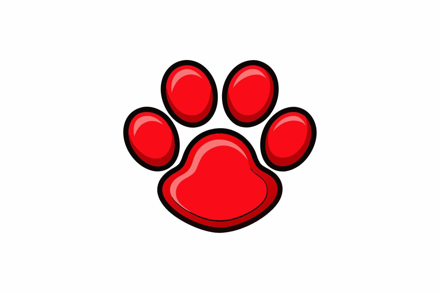 Glossy Bright Red Paw Print Icon Graphic glossy paw print vector