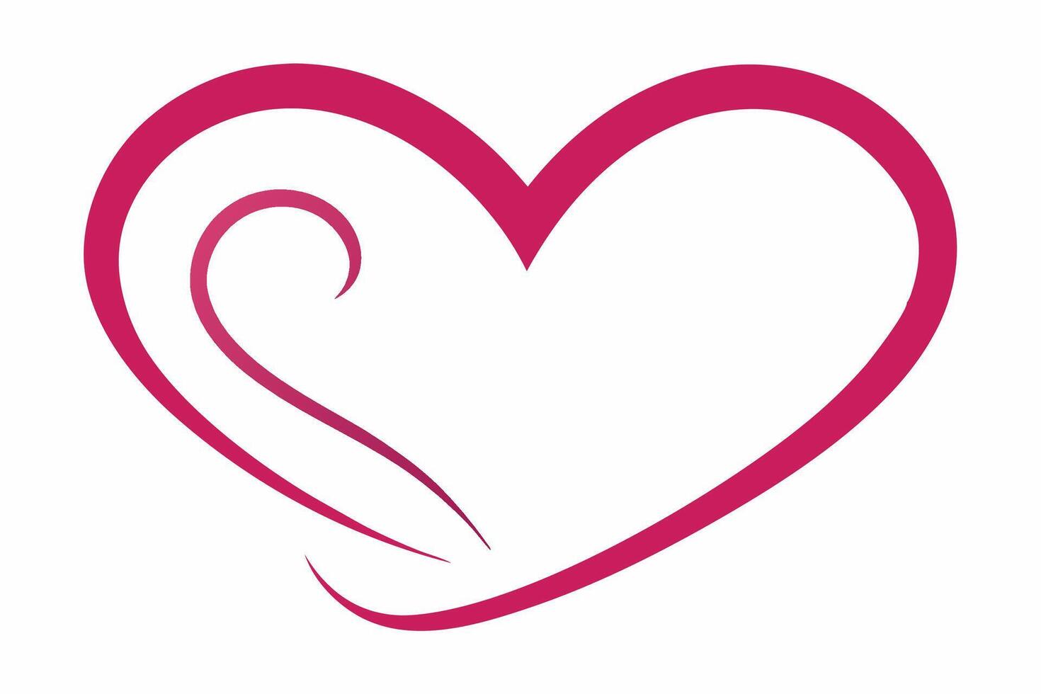 Magenta Heart Outline Graphic Design Two Dynamic Curves vector