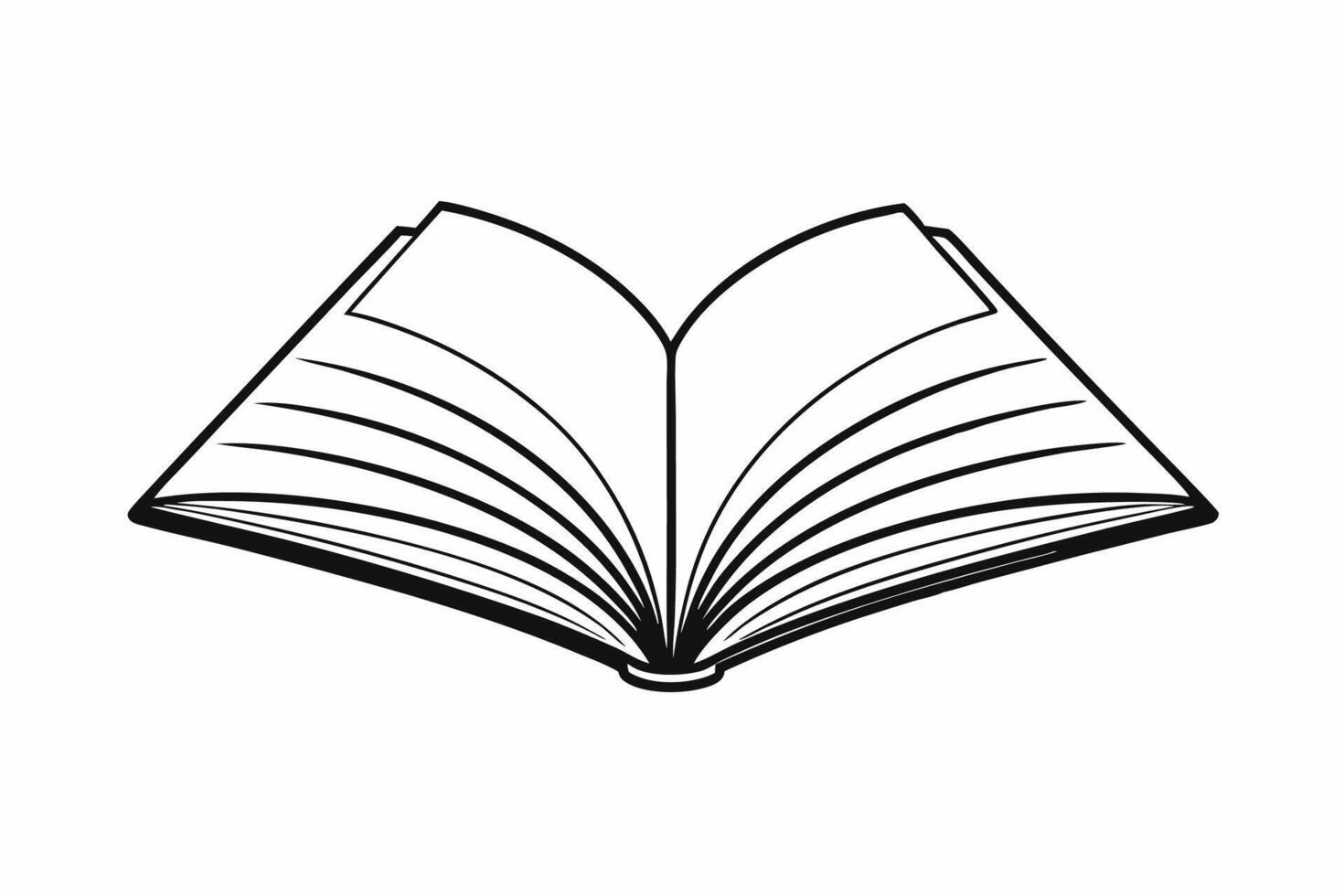 Minimalist Black Line Art Open Book Icon black and white vector
