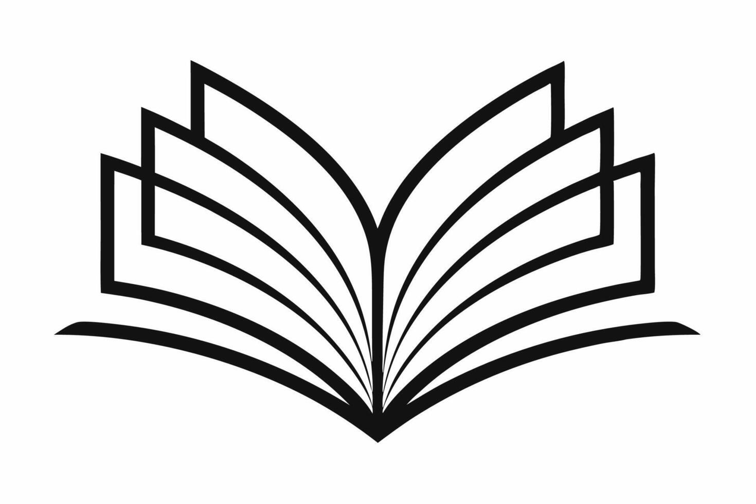 Minimalist Black Line Art Open Book Icon 1 vector