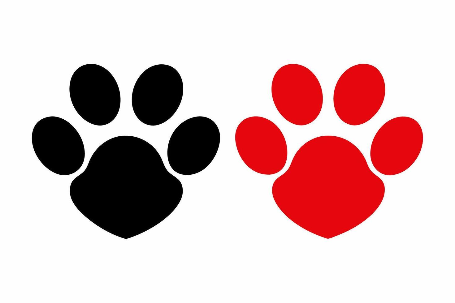 Two Paw Prints Side by Side Black and Red black paw print vector