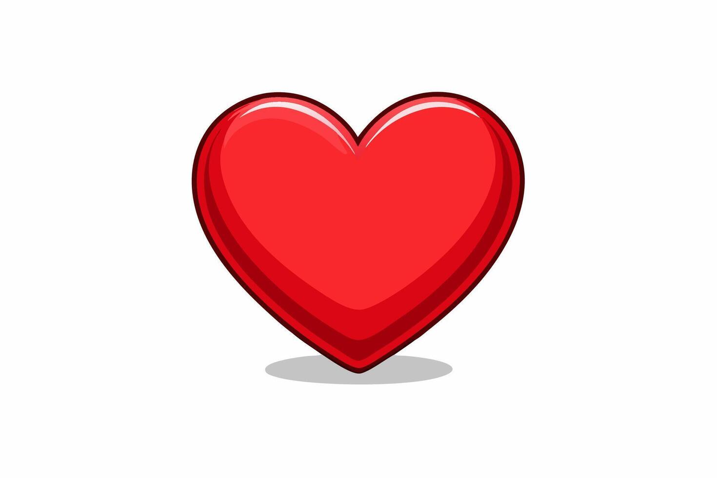 Vibrant Red 3 D Heart Emoji Smooth Surface Subtle Shadow vector