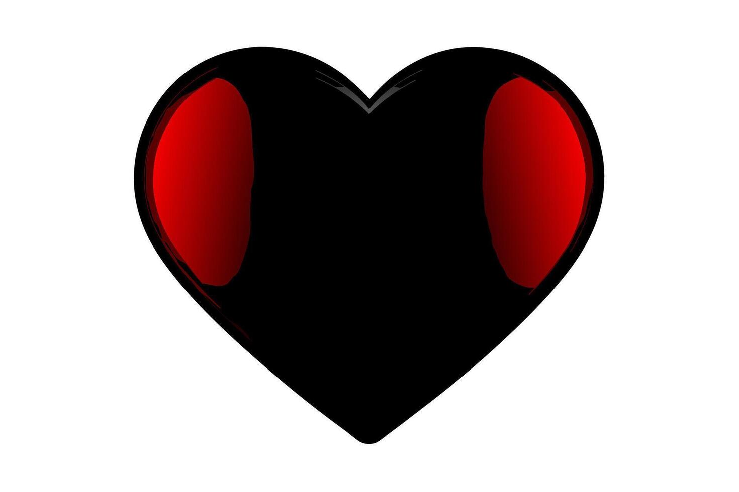 Vibrant Red and Black 3 D Heart Emoji Graphic vector