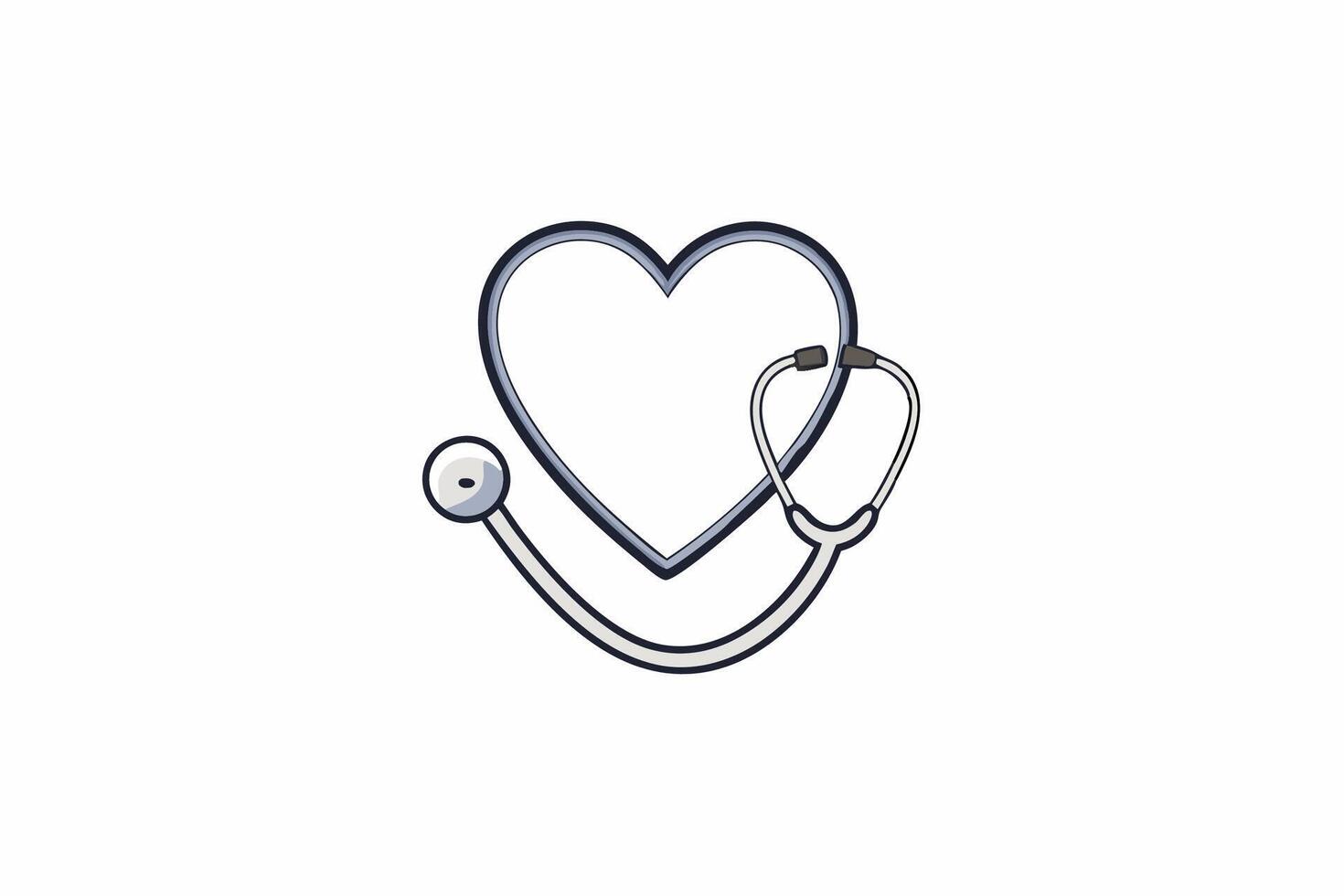 White Heart Shape with Gray Stethoscope Icon medical vector