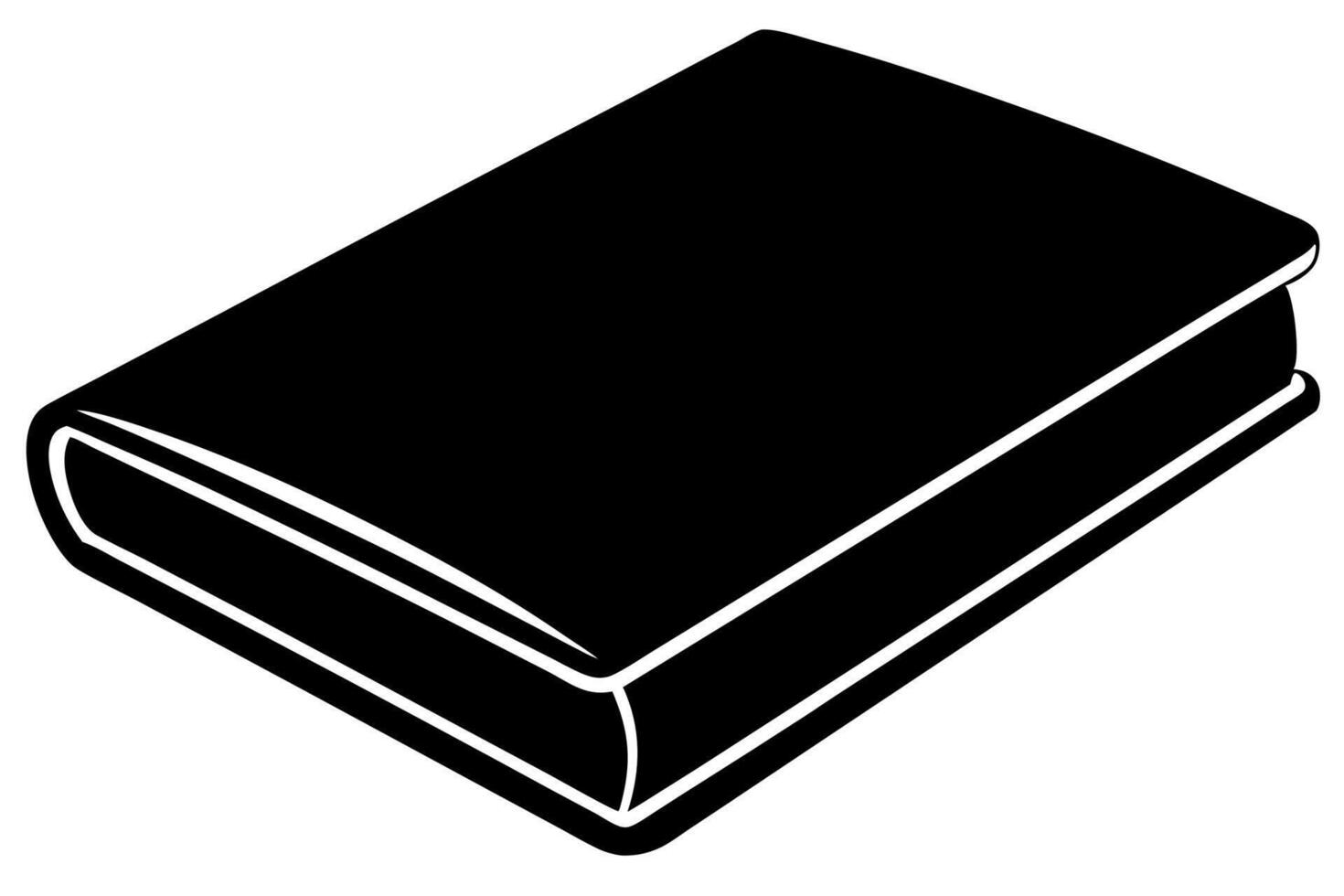 A black and white illustration of a book vector