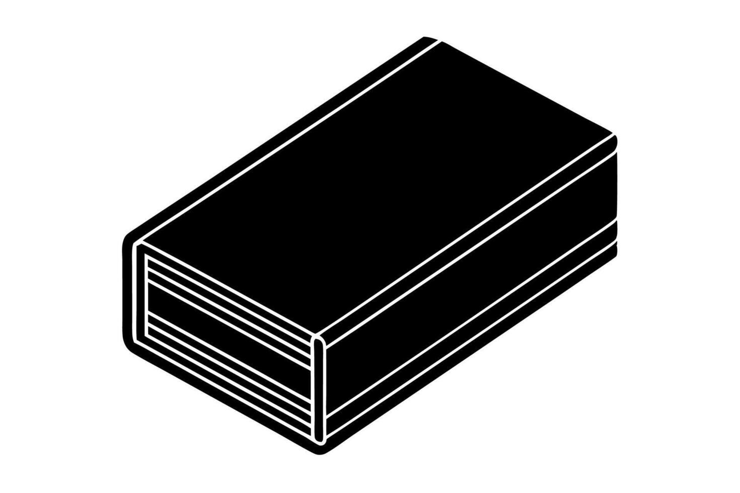 A black and white illustration of a box vector
