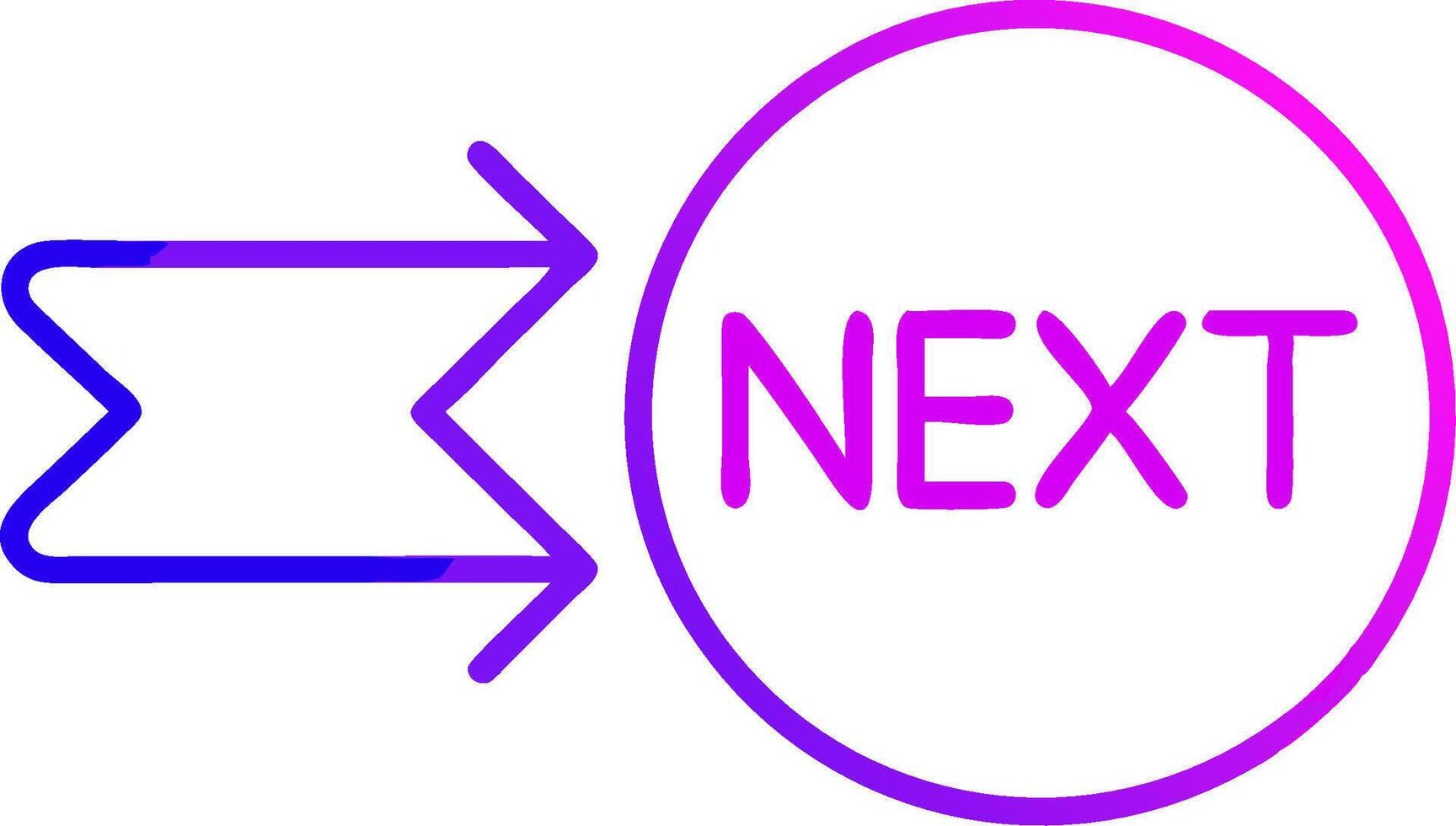 A purple and blue arrow pointing to the word next vector