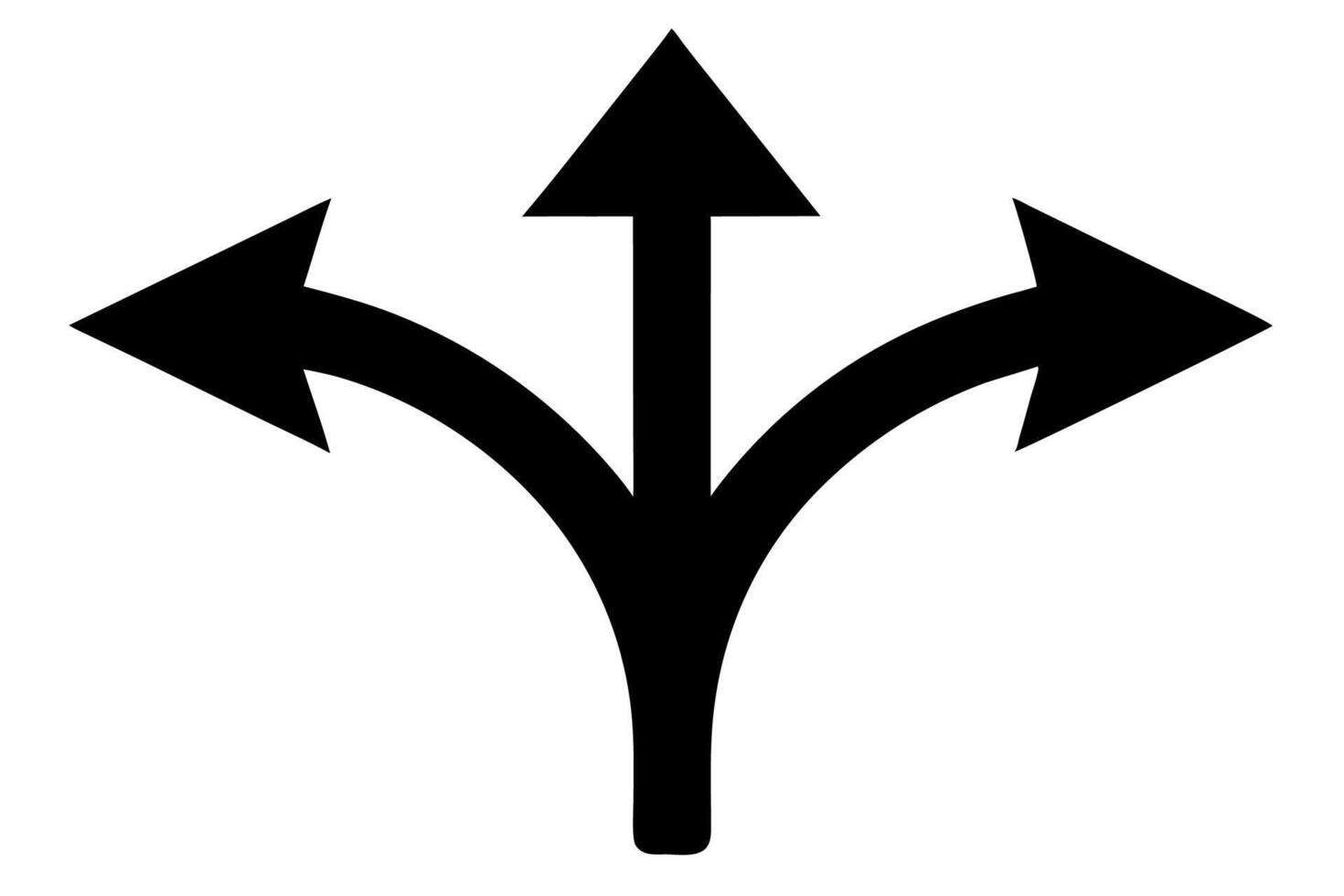 A black and white image of three arrows pointing in different directions vector