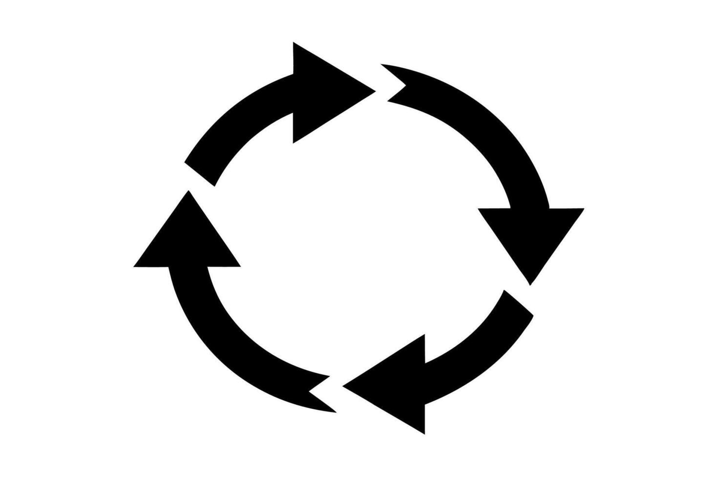 A black and white illustration of a circular arrow vector