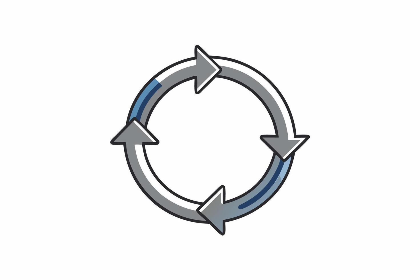 A circle with arrows in it and a blue arrow vector