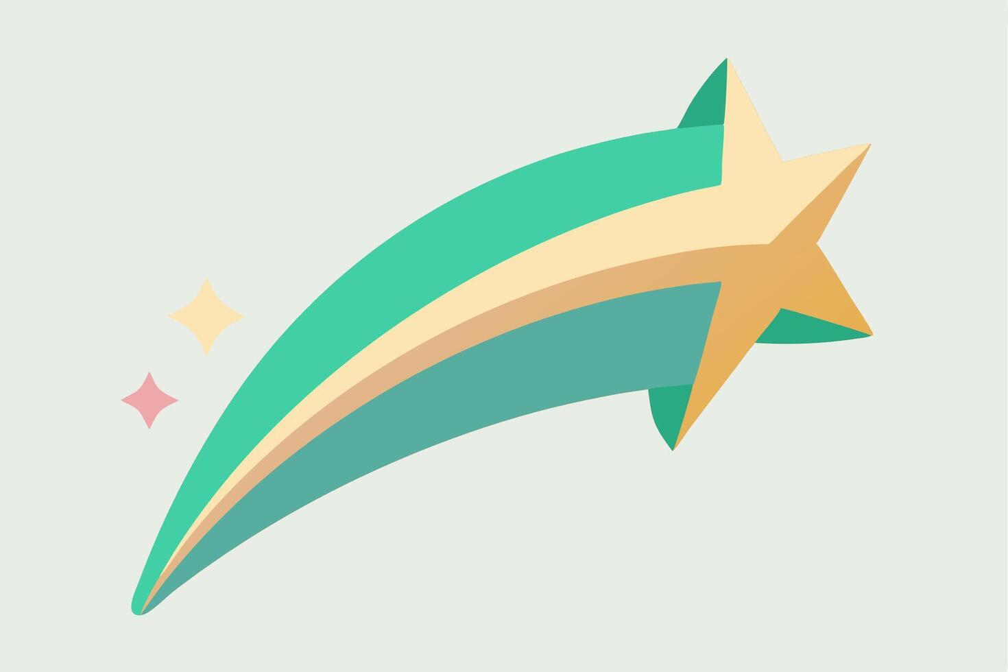 A cartoon star with a green and gold color vector