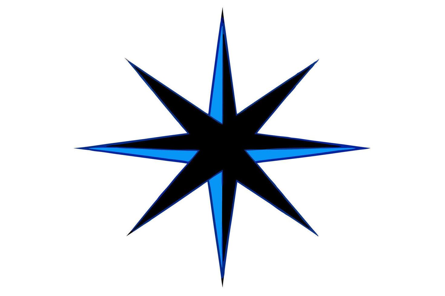 A blue star with a black outline vector