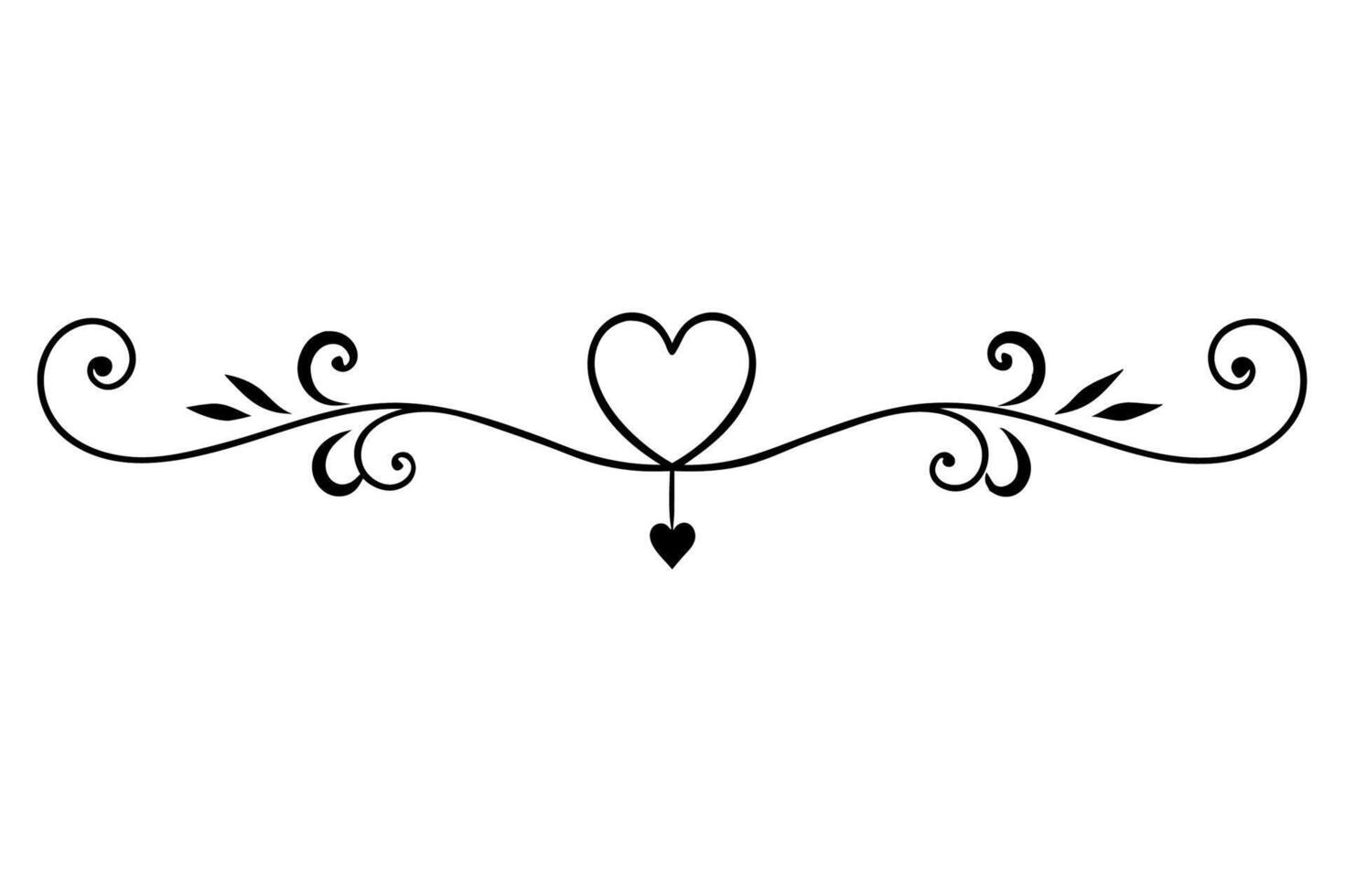A black and white drawing of a heart with swirls vector