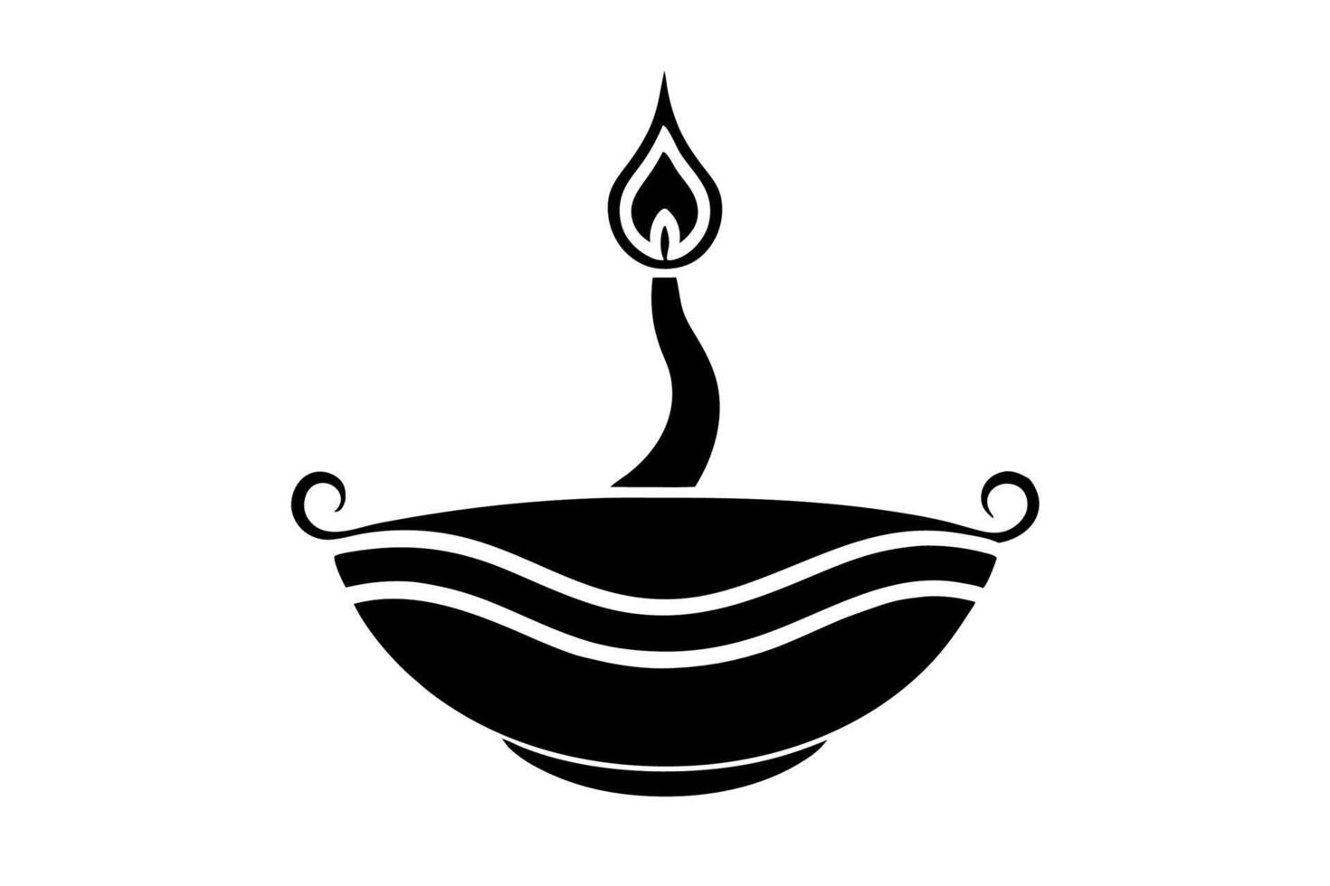 A black and white icon of a candle in a bowl vector