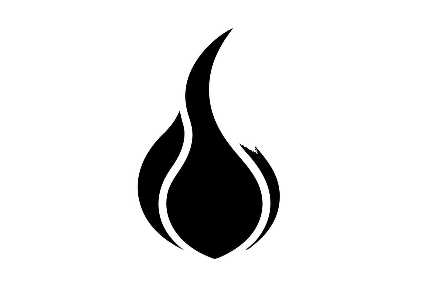 A black and white silhouette of a flame vector