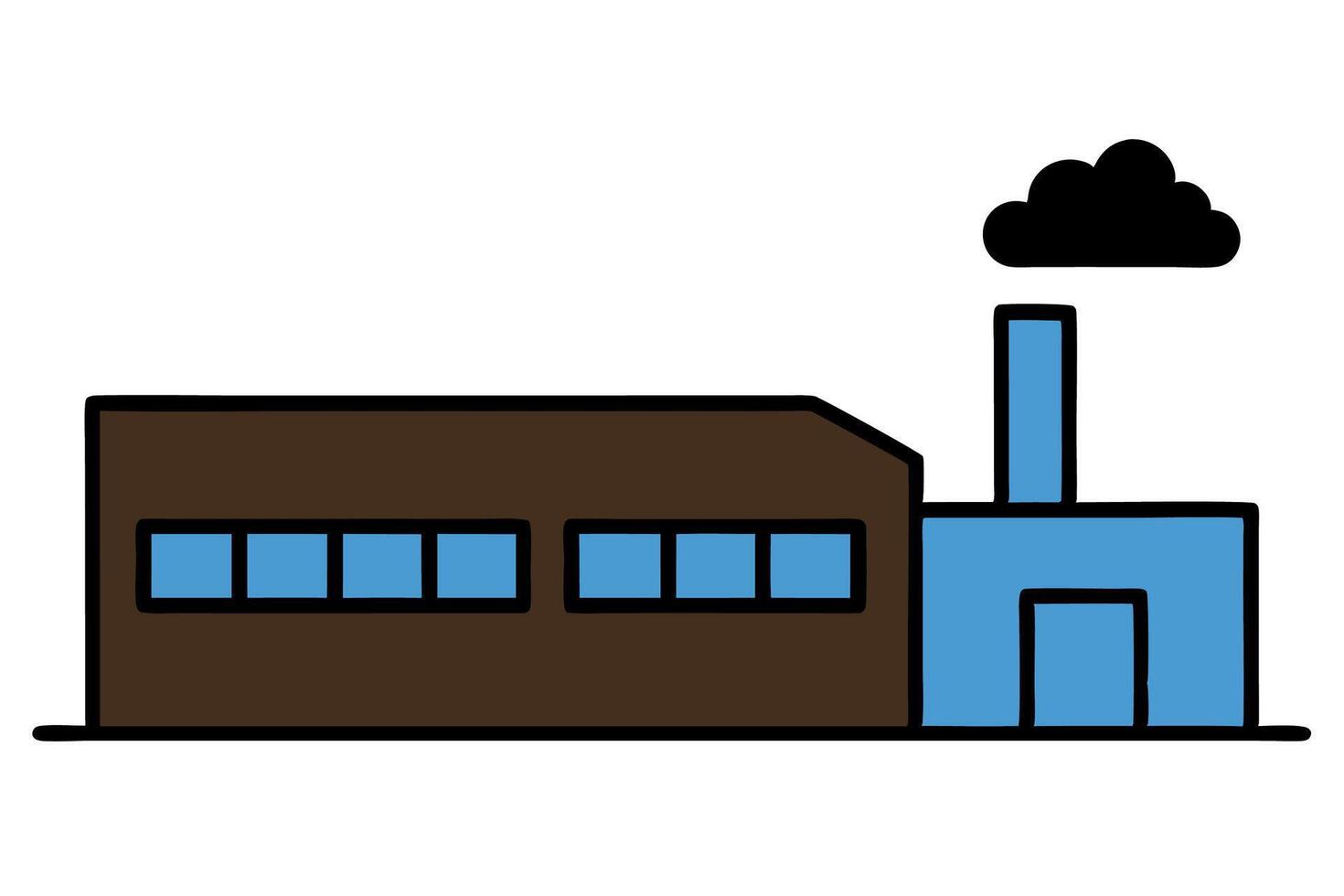 A factory building with smoke coming out of the chimney vector