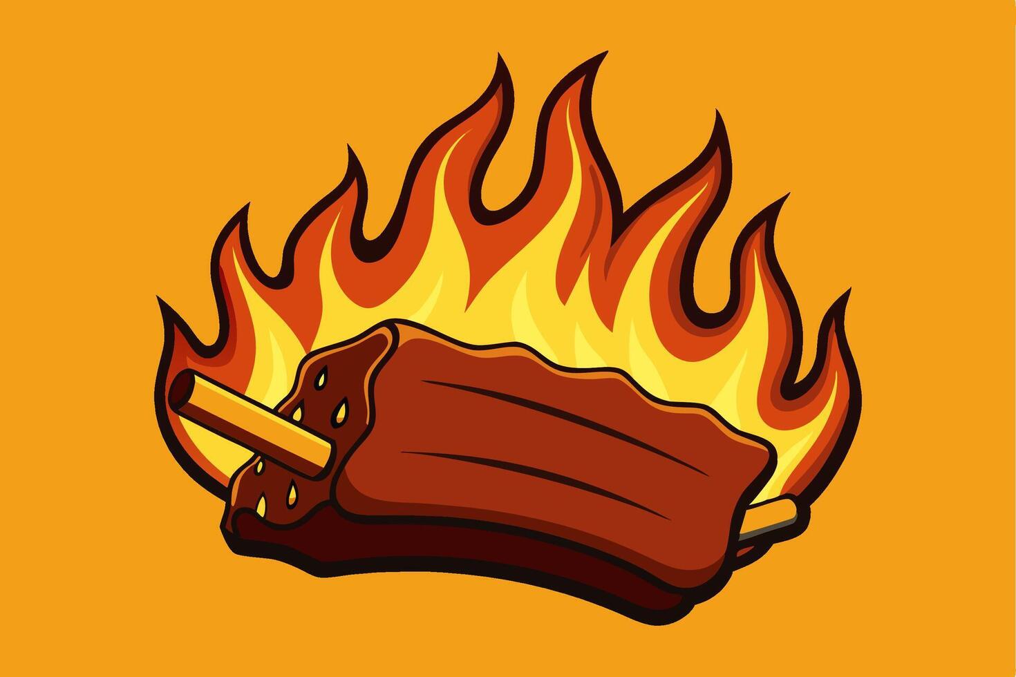 A cartoon of a hot dog on fire vector