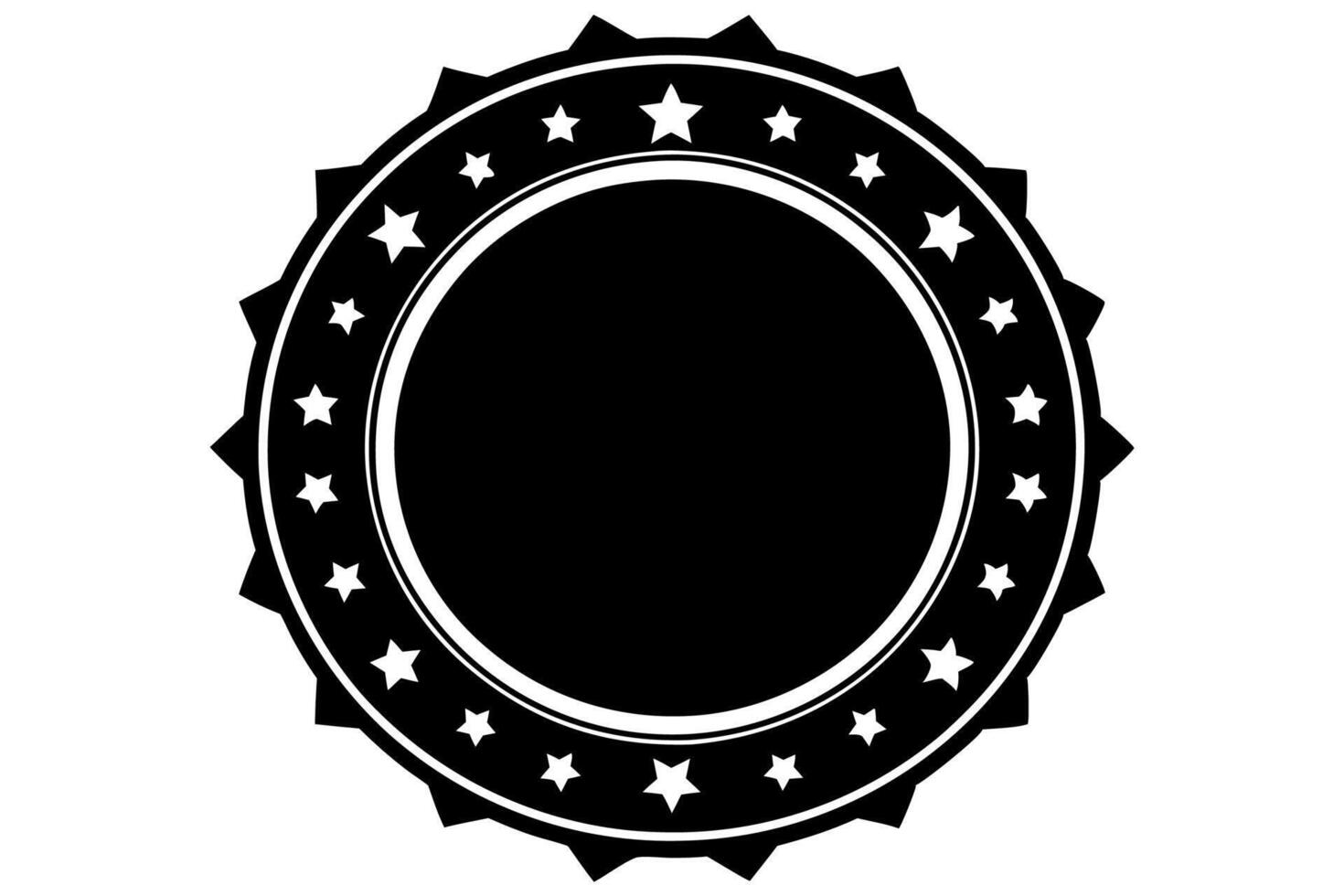 Black and white oval seal with stars vector