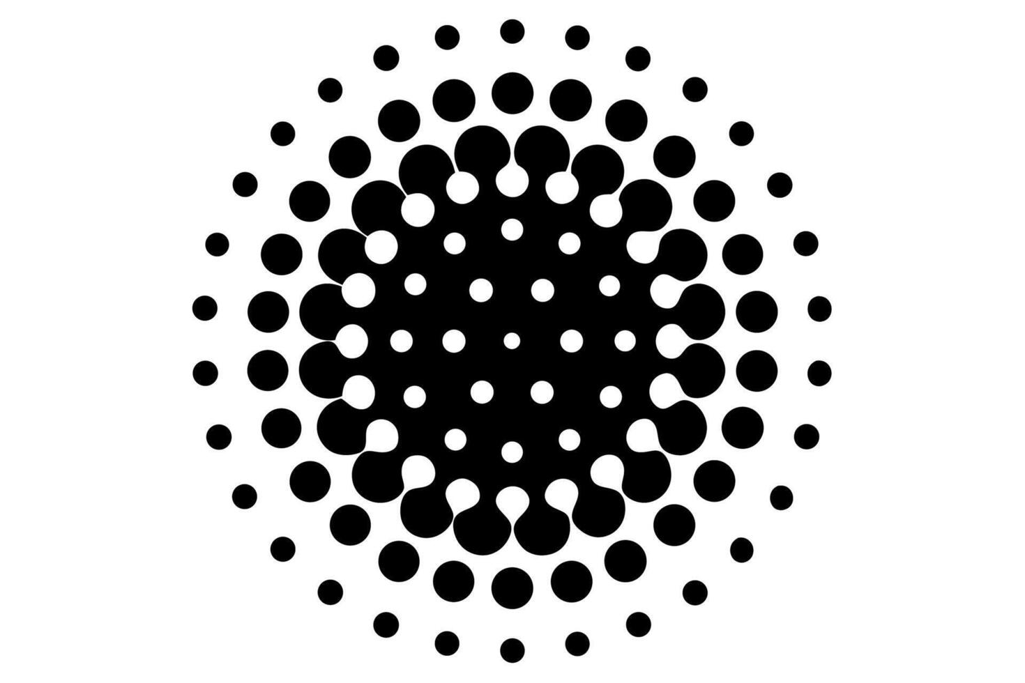 A black and white image of a circle with dots vector