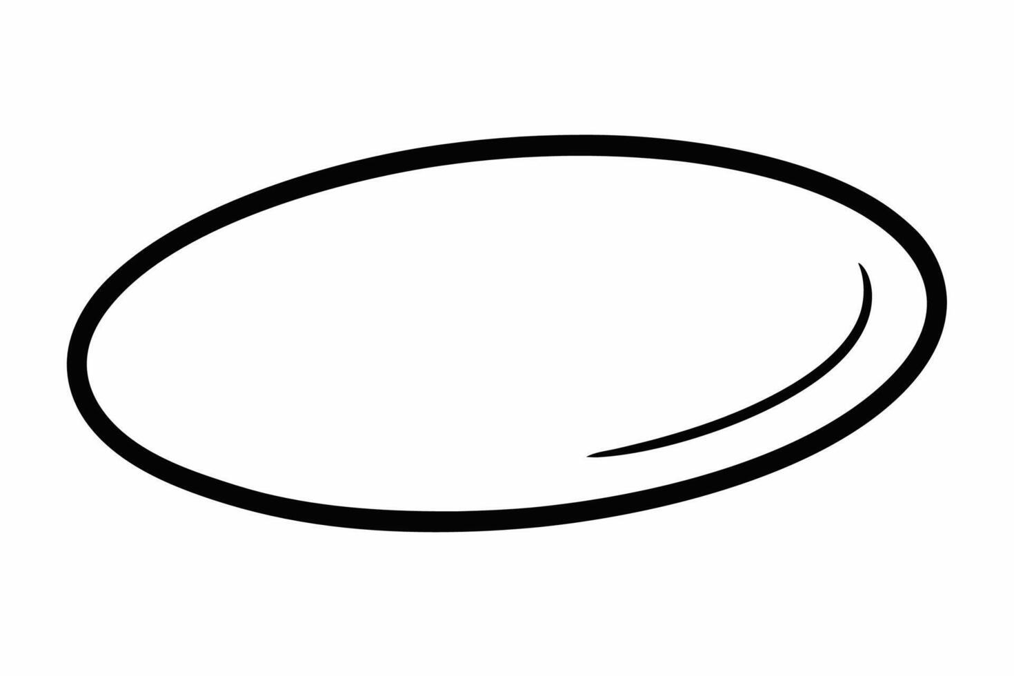 A black and white oval drawing of a plate vector