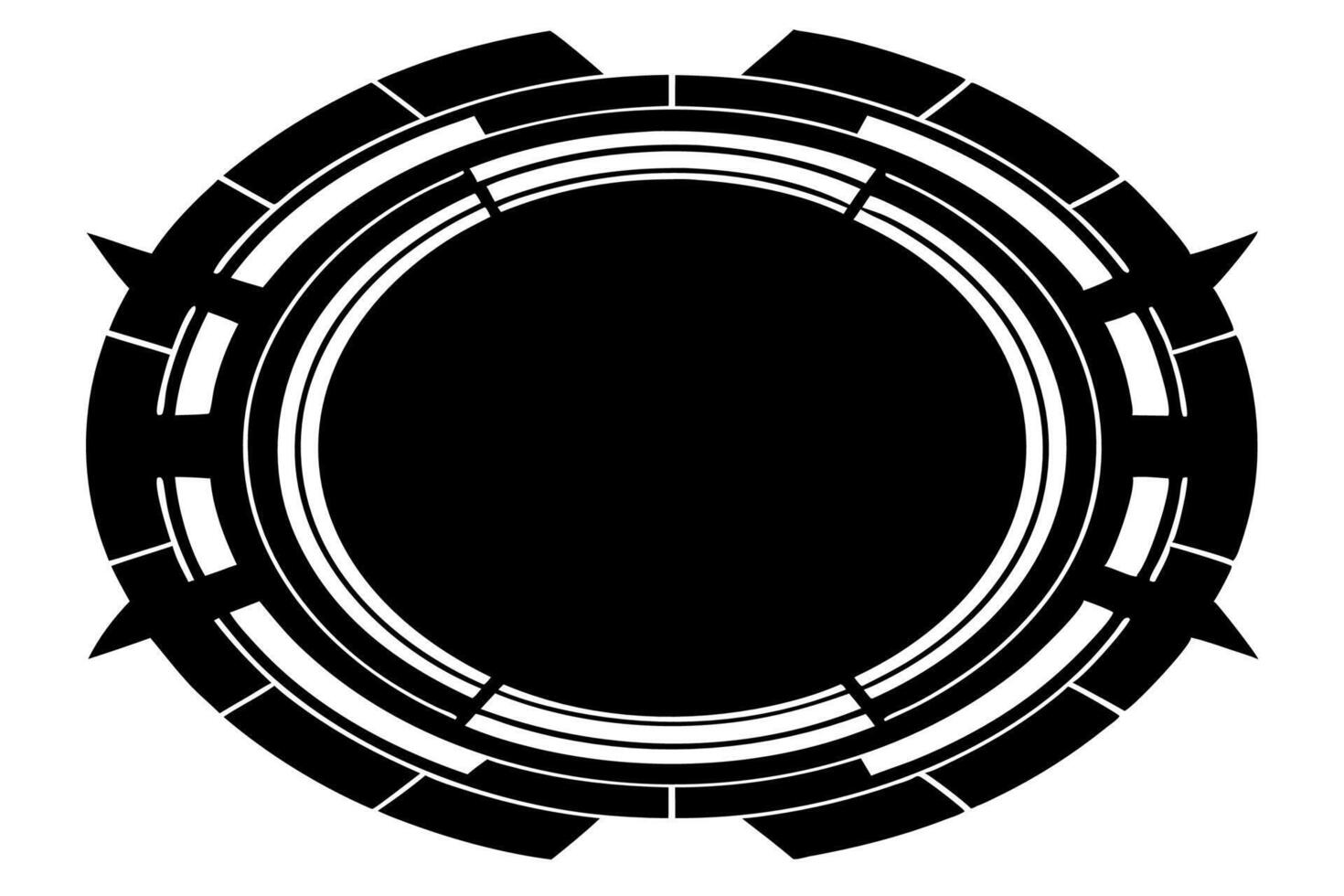 A black and white circular logo with a circular shape vector