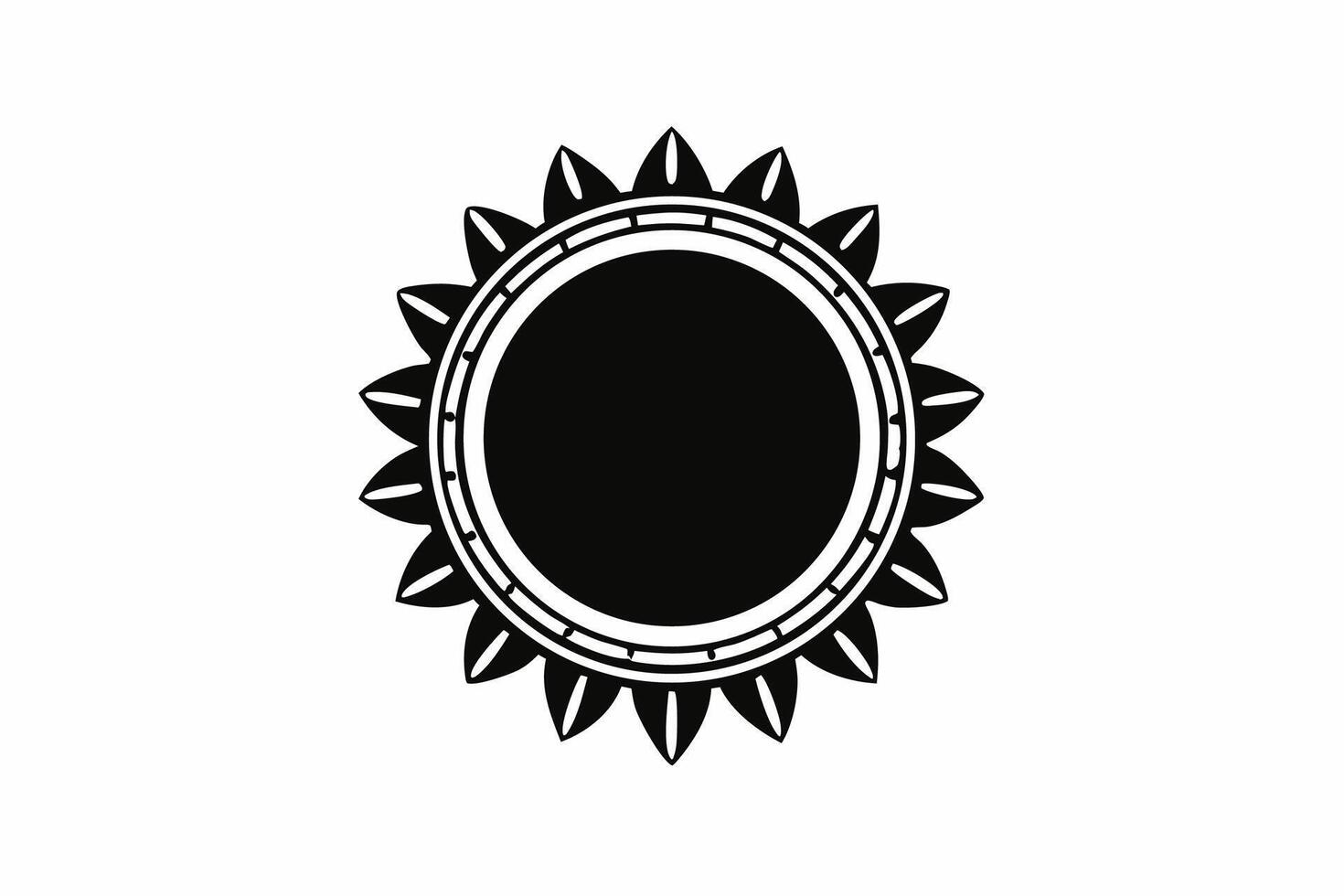 A black and white image of a sunflower vector