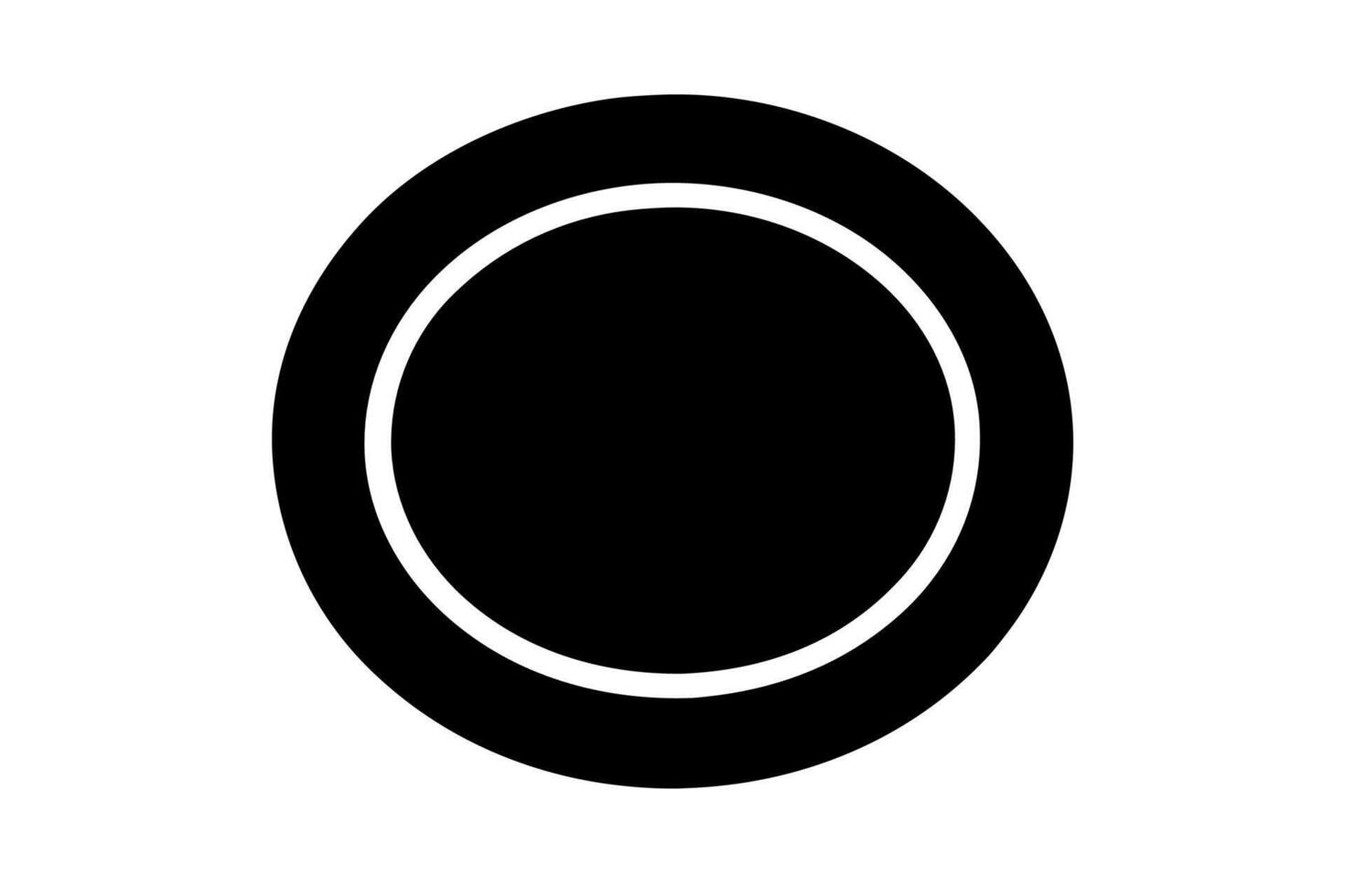 A black and white circle with a white line vector
