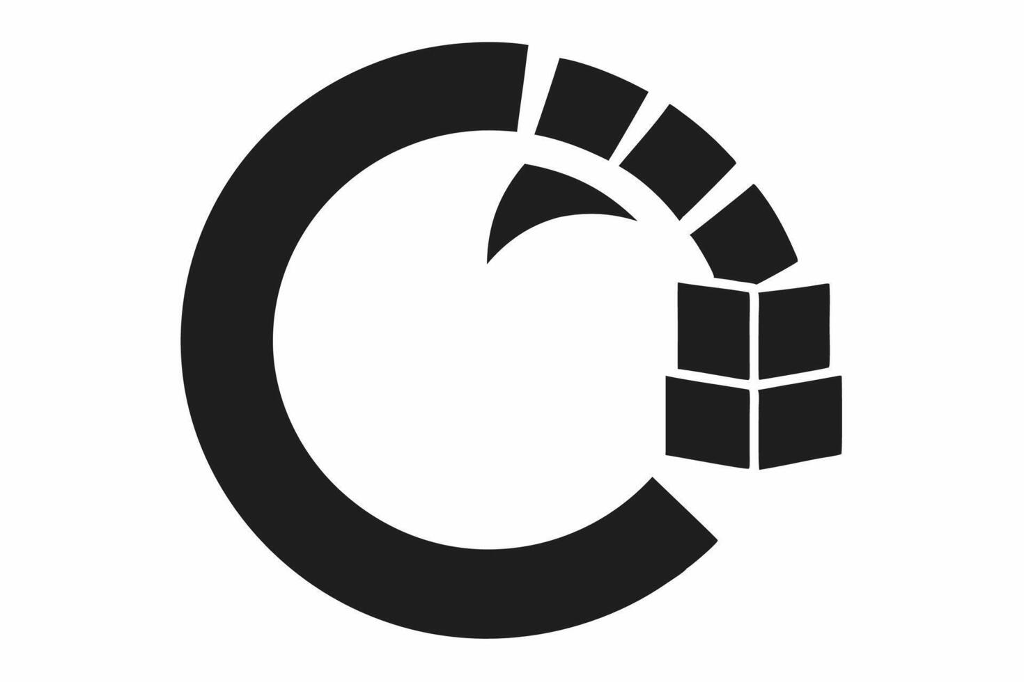 A black and white logo of a c vector