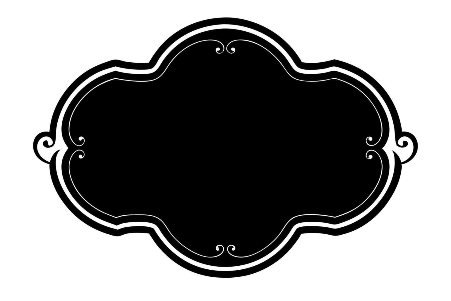 A black and white oval frame with a scroll design vector