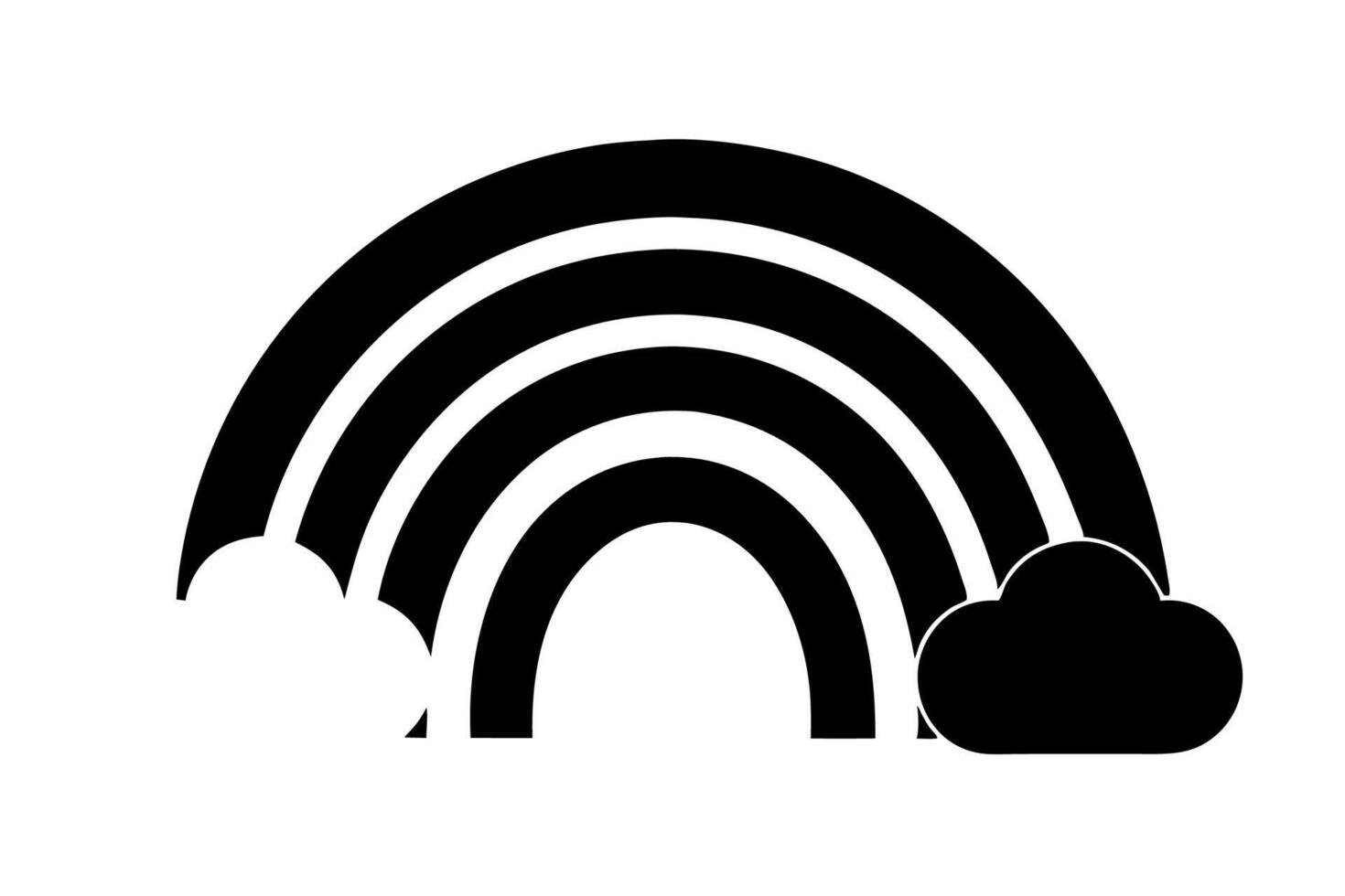 A black and white illustration of a rainbow vector