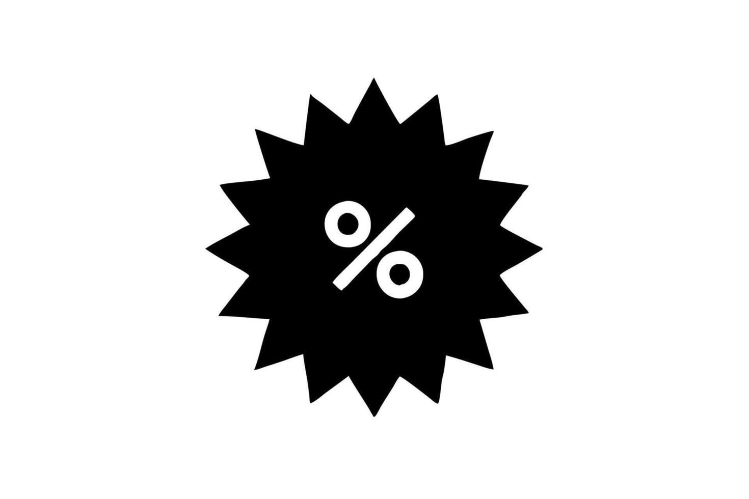A black and white icon of a percentage sign vector