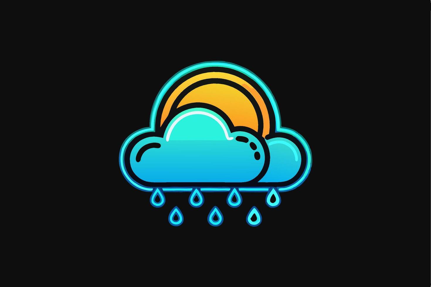 The weather icon is shown in neon colors vector