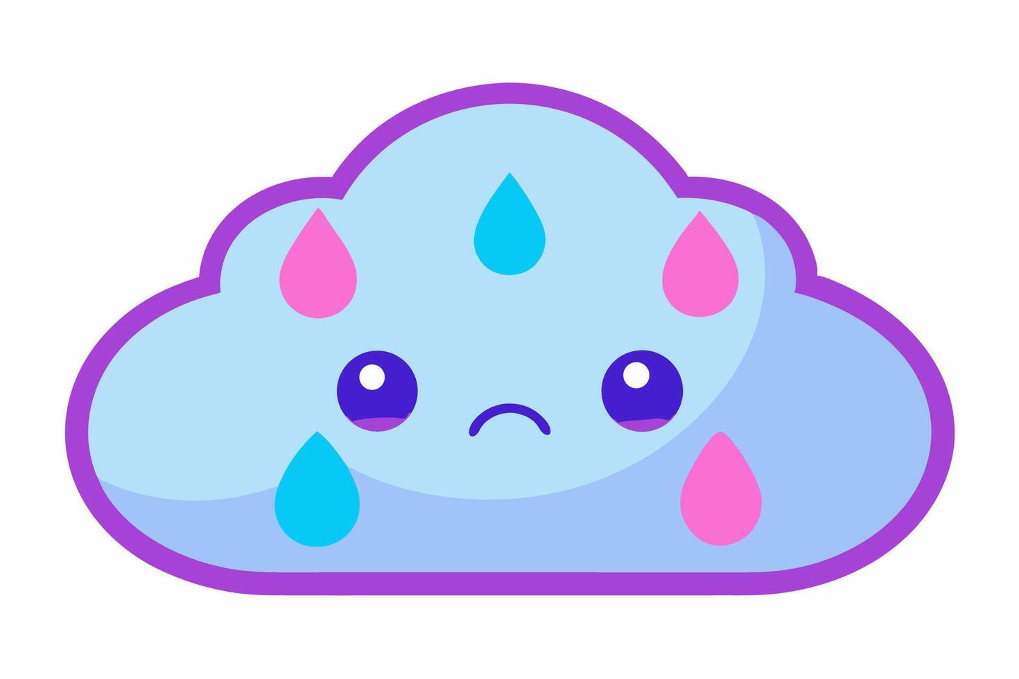 A cartoon cloud with rain drops on it vector