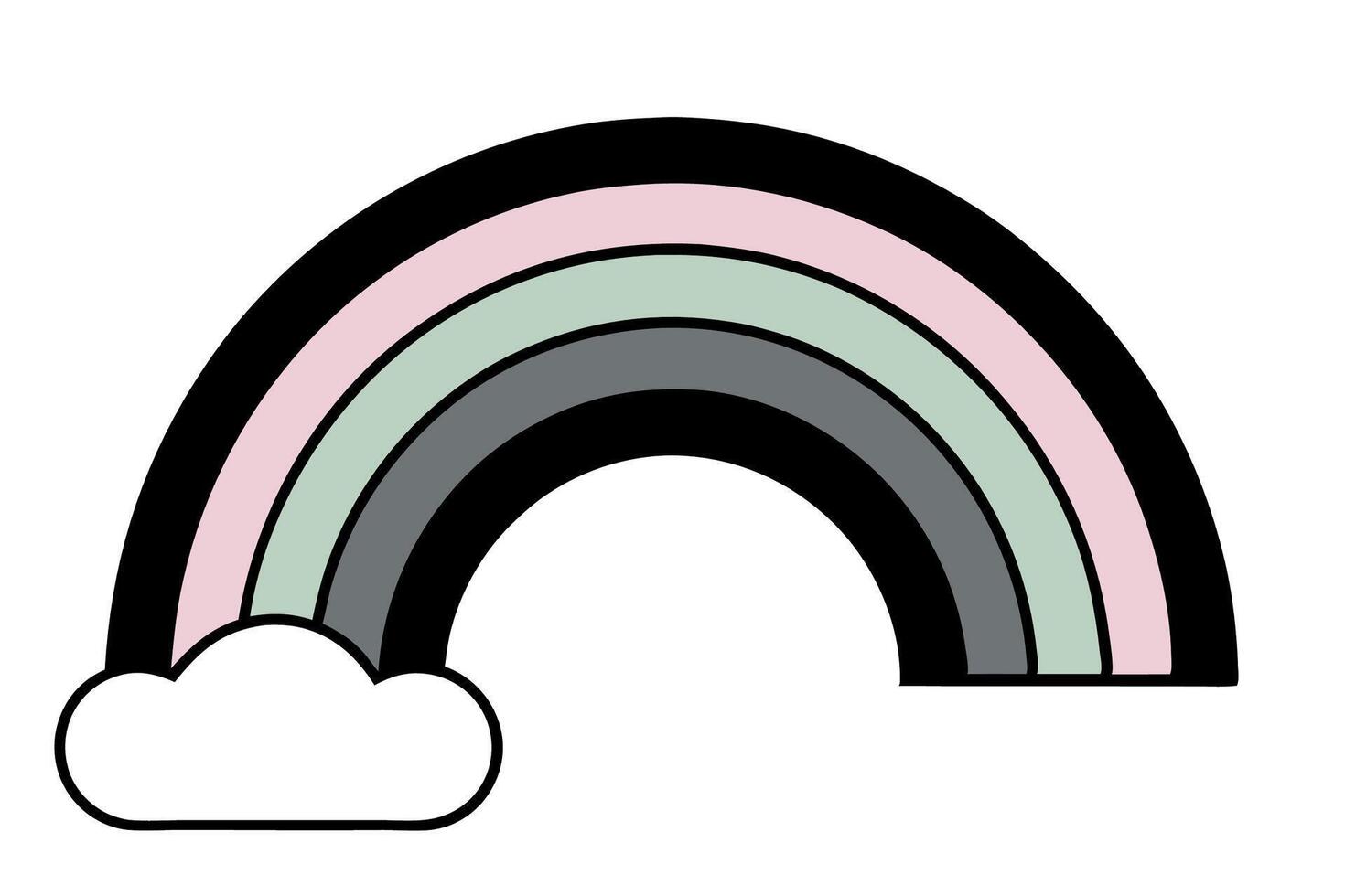 A rainbow with clouds and a rainbow in the middle vector