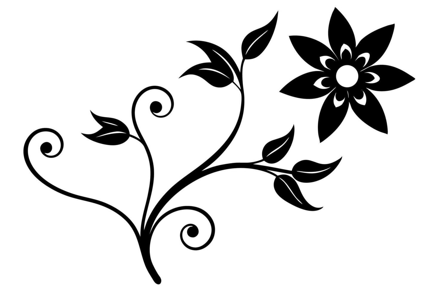 A black and white flower with swirls vector