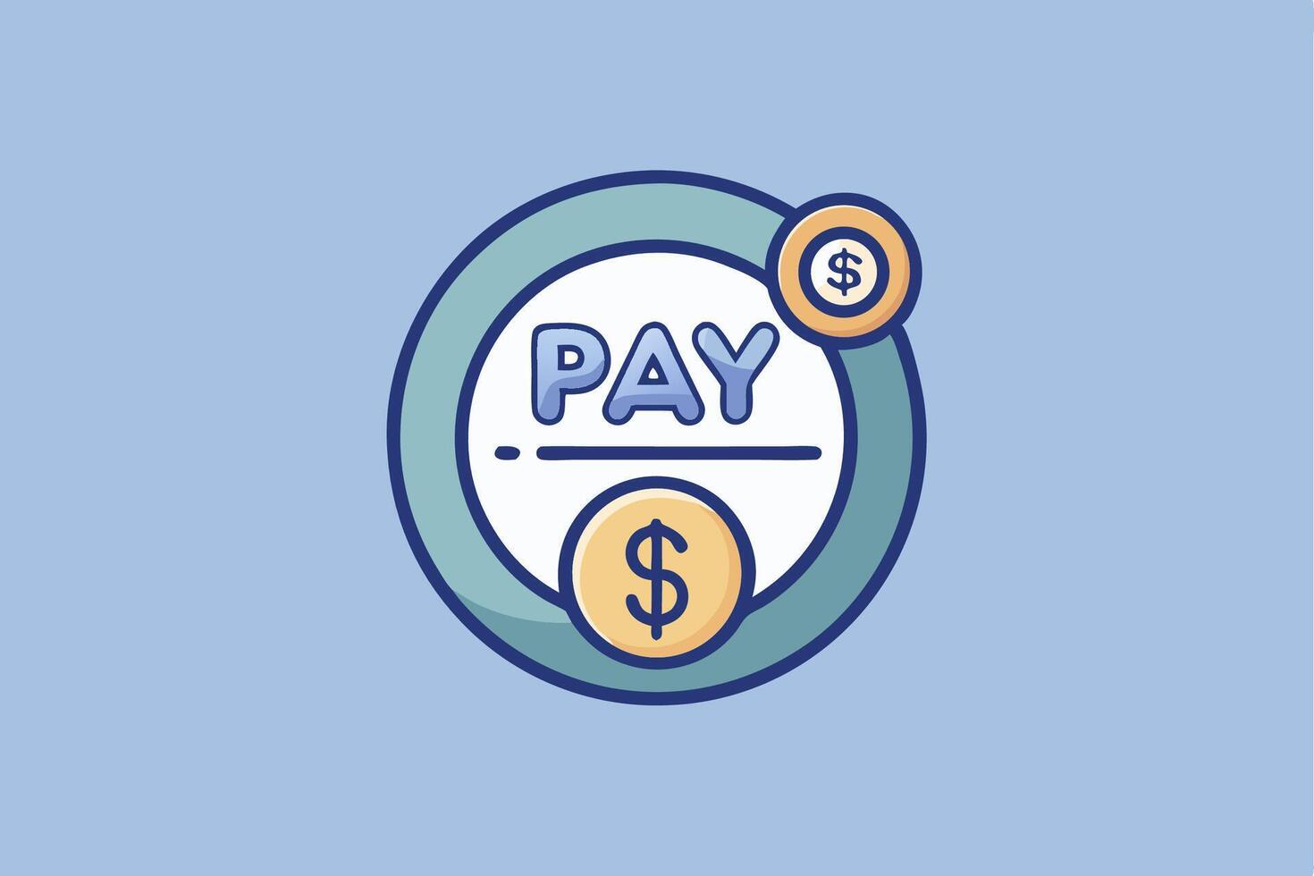 A pay icon with dollar coins and a dollar sign vector