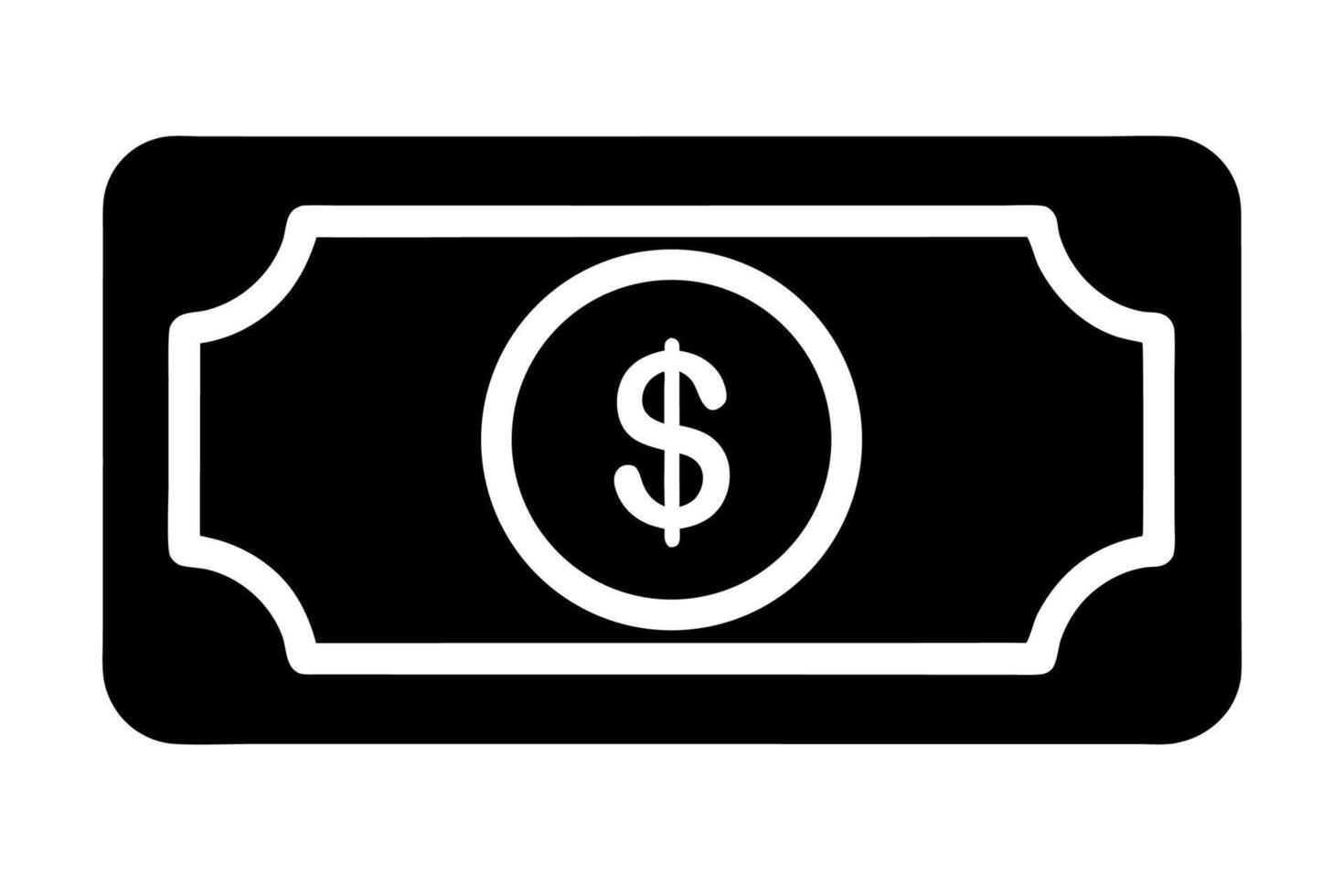 A black and white dollar sign icon vector