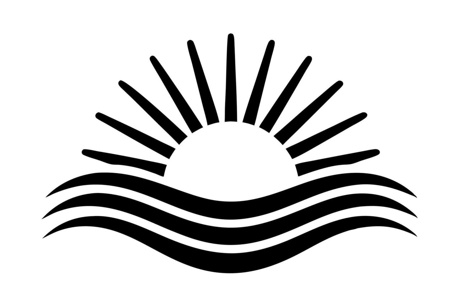 Sunrise over the sea icon vector