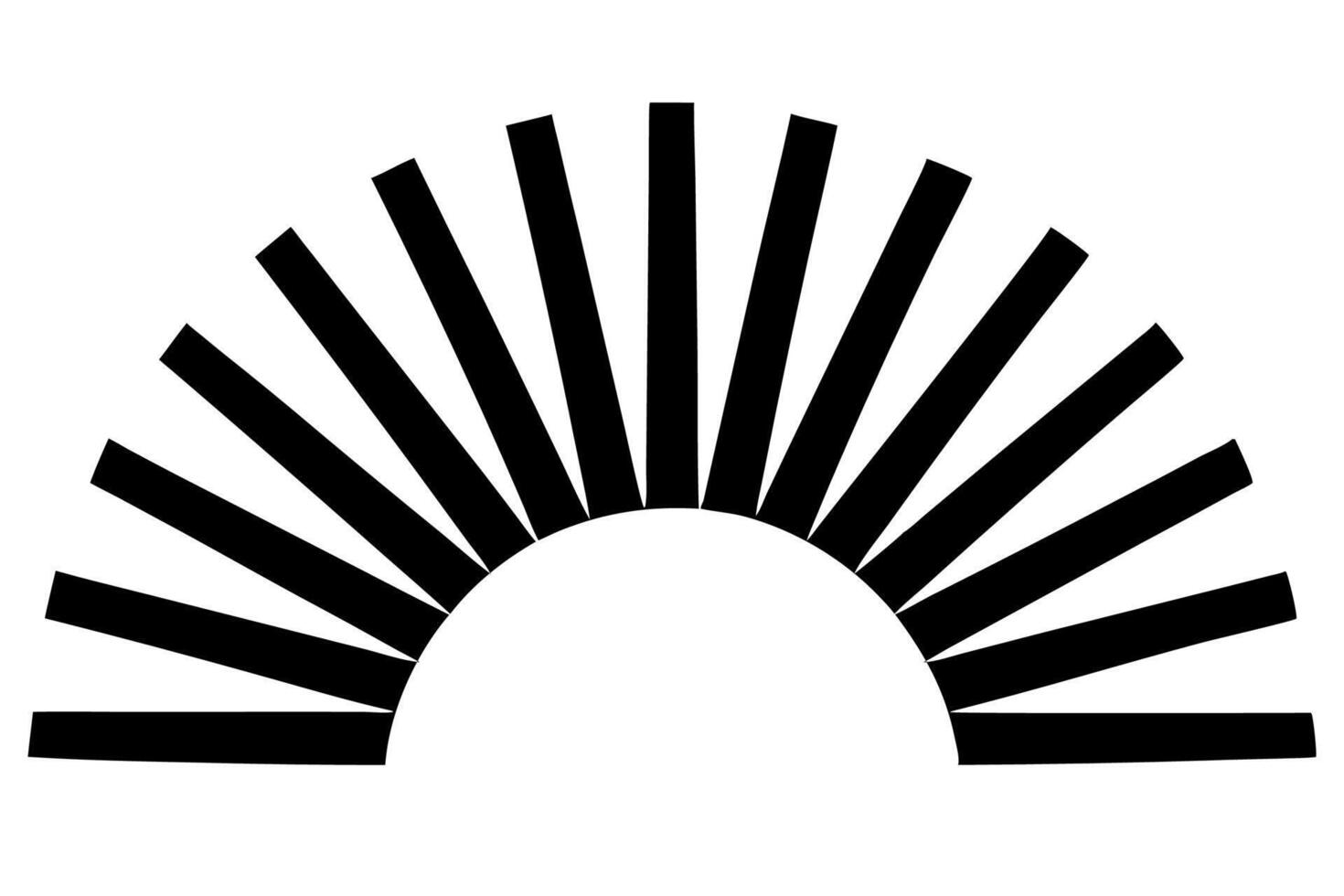 A black and white logo of a sun vector