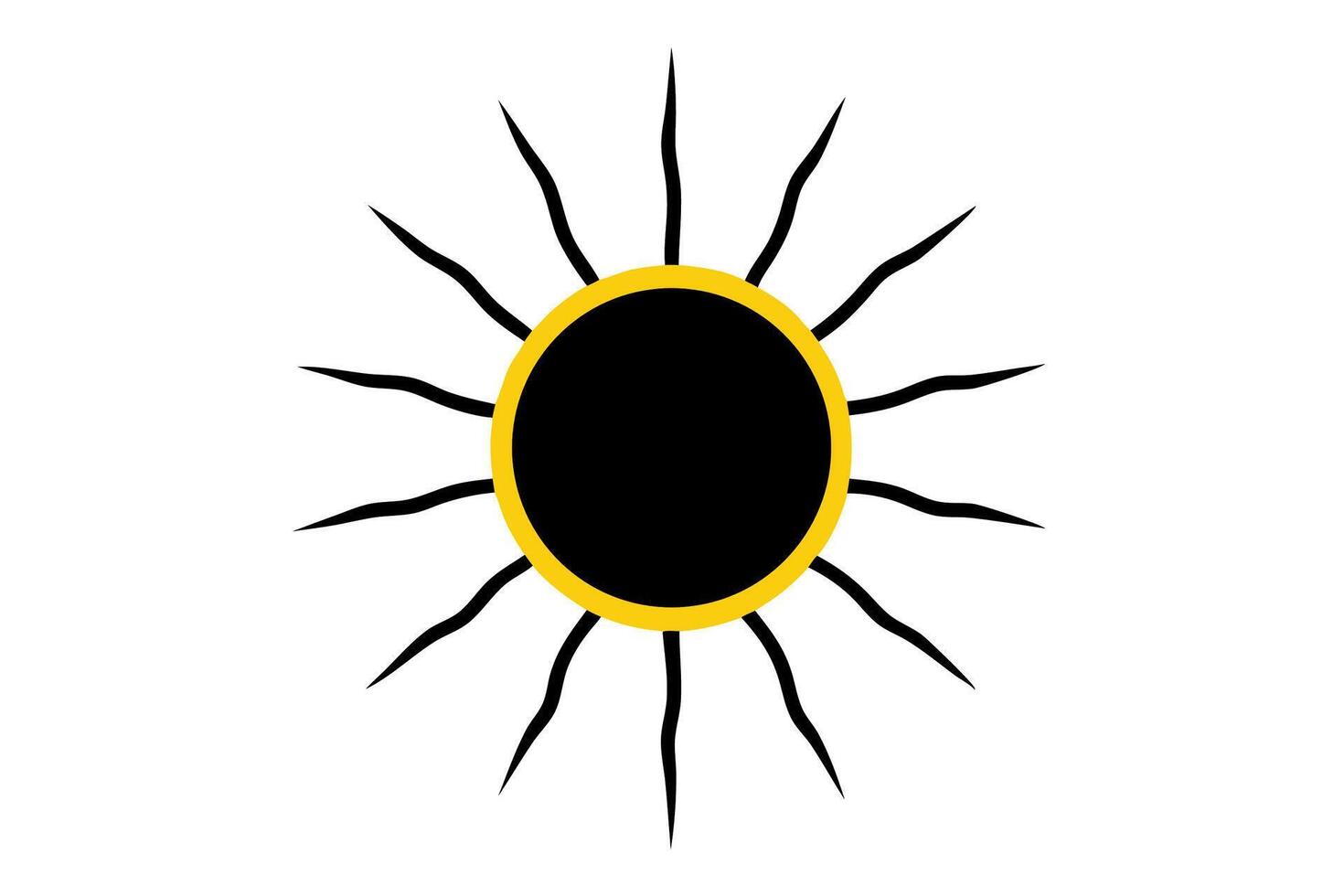 A black and yellow sun with a black circle in the center vector