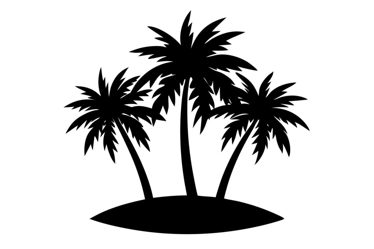 Palm trees on an island silhouette vector