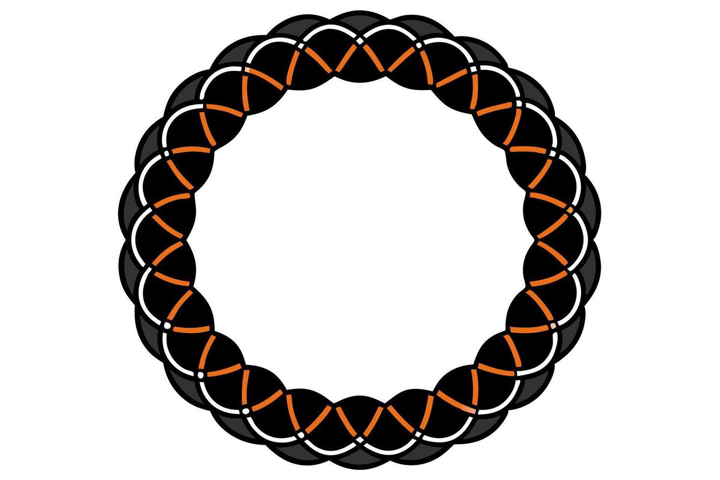 A black and orange oval with a border vector