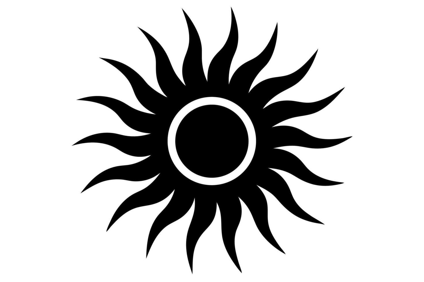 A black and white sun symbol on a white background vector